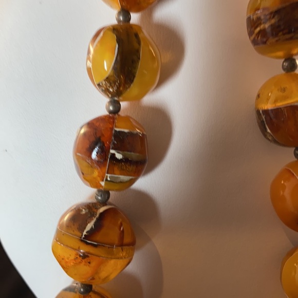 Pawn rare Zuni inlayed Amber necklace - Picture 2 of 6